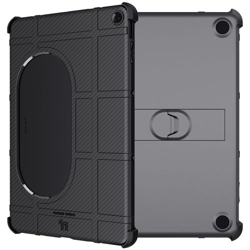 Case and Travel Cover for Google Pixel Tablet (2023), Nakedcellphone Special Ops Rugged Shield and Hard Shell View Stand Companion - Black Carbon Fiber Design