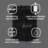 Diono Pop Up Trash Bin for Storage or Rubbish Collection, Black