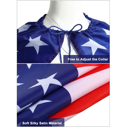 Frienda American Flag Costume Cape, Retro 80's USA Sunglasses and Flag Headband for 4th of July Independence Day Celebration