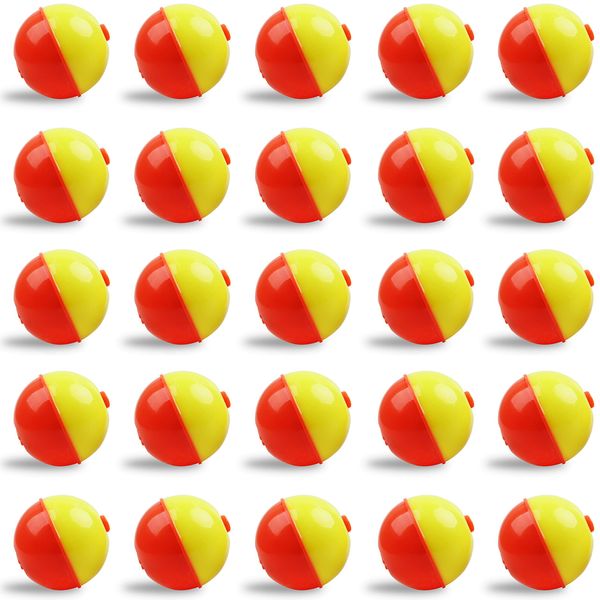 Fishing Bobbers Set,25-50pcs Snap-on Fishing Floats Bobbers Push Button Round Buoy Floats Bobber for Fishing Tackle Accessories Orange/Yellow