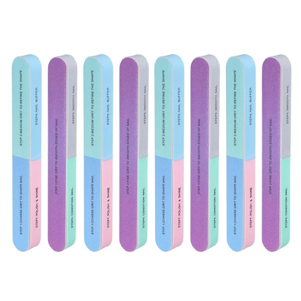 sourcing map 8pcs Nail Buffers, 7 Way Nail Sanding Blocks, 120/240/600/3000/6000 Grit Nail Buffing Polishing Blocks Professional Nail Polisher Set for Acrylic and Natural Nails