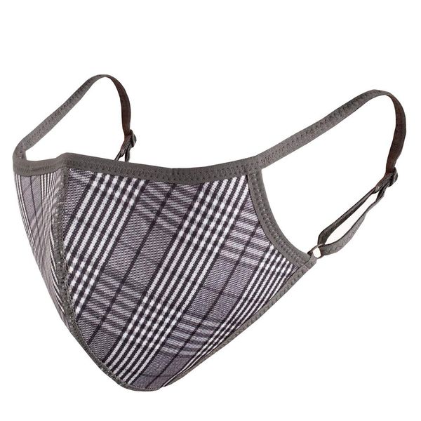 Rinne Mask, Pack of 3, Silver Ion, Antibacterial, Washable, Individually Packaged, Checkered Pattern, Gray, Small