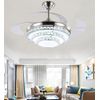 42'' Crystal Invisible Fan Ceiling Light LED Light Kit Remote Control Chandelier