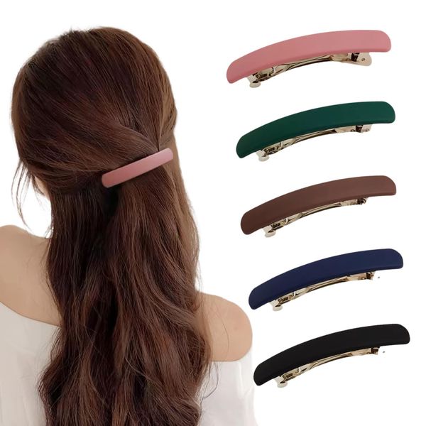 Ypkia 5 Stück Haarspangen Damen Dünnes Haar Französische Haarspange Groß Rechteckige Automatische Hair Clip Set Für Frauen Mädchen