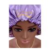 Love Fulfilled Satin Bonnet Extra Large Double Layer Reversible Adjustable Women Silky Satin Bonnet (Royal Purple & Lavender)