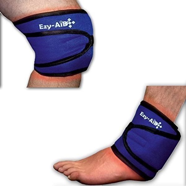 Ezy Compress Wrap for Ankle/Knee, Use Cuff with Hot Cold Gel Ice Pack (Combo: 1x Wrap + 1x Reusable Hot/Cold Pack)