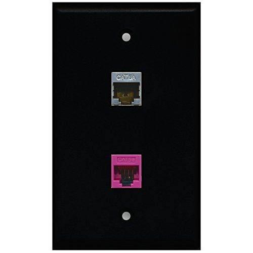 RiteAV - Black 1 Port Cat5e Ethernet Pink 1 Port Cat6a Wall Plate