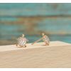 Turtle CZ Earring, Gold Plated earrings, Turtle CZ Charm, Turtle Stud - Women