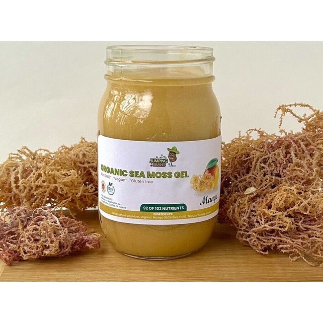 Sea Moss Gel 16oz Mango Flavored Raw Wildcrafted Irish, Organic, Vegan Suoerfood