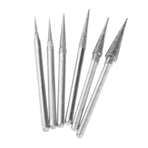 Set of 6 Diamond Coated Polishing Needles Drill Bit Nail Head Grinding Tool 0.09 inch (2.35 mm)