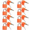 VIP Home Essentials - Small Mini Durable ABS Covered Solid Brass Body Individually Keyed Padlock - Lock Set (Orange, 8 Pack)