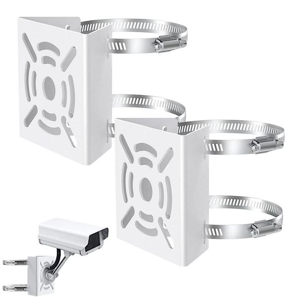 PLEAVIT Security Camera, Mounting Hardware, Easy Installation, No Construction Required, No Drilling Required, Gutters, Square Column, Pole, Pinched, White x 2