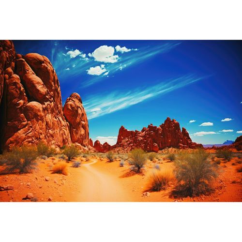 Sunset Desert Reptile Tank Background Desert Red Rock Formations Bright Blue Sky Reptile Enclosure Terrarium Background Desert Gobi Red Rock Natural Landscape Aquarium Fish Tank Backgrounds 36x18in