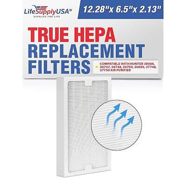 LifeSupplyUSA True HEPA Filter Replacement Compatible with Hunter 30966, 30747,