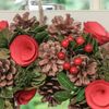 14" Decorated Red Rose & Pine Cone Artificial Winter Wreath (BJ92)