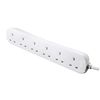 Masterplug Six Socket Extension Lead, 2 Metre, White