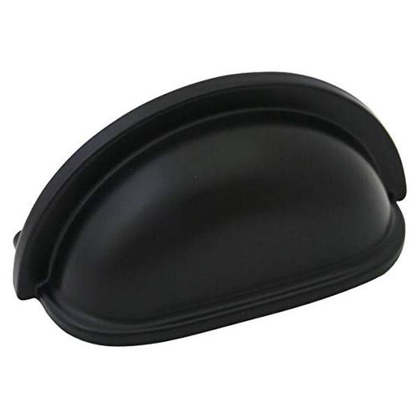 Cosmas 4310FB Flat Black Cabinet Hardware Bin Cup Drawer Handle, 10-Pack