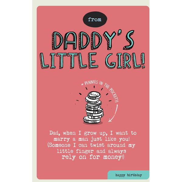 Birthday Card For Daddy From Little Girl, Off The Wagon Little Girl, Daddy From Daughter, Greetings Card, 159x235mm ZXW8371