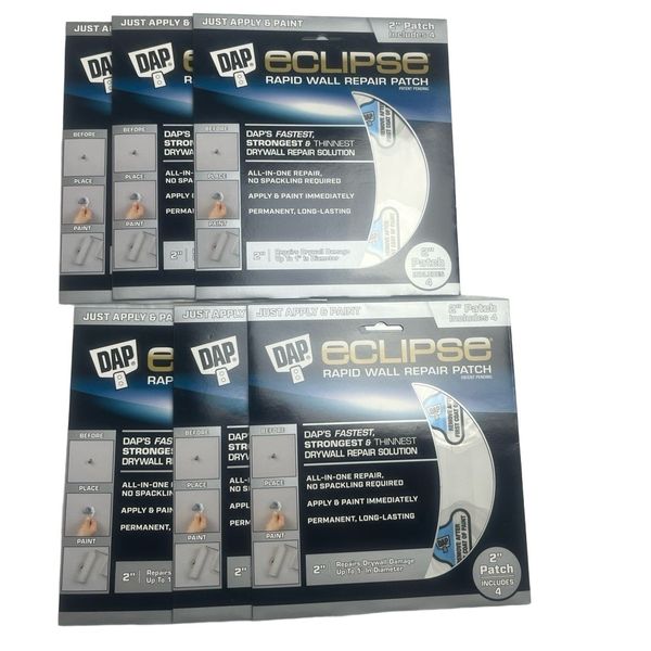 DAP Eclipse Wall Repair Patches 2” White Self Adhesive Permanent (set6) USA Made