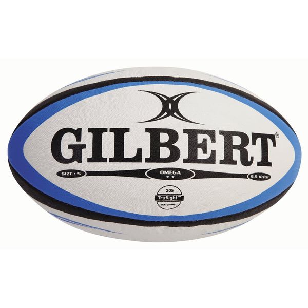 Gilbert Men's Omega Match Rugby Ball - Blue/Black, Size 4