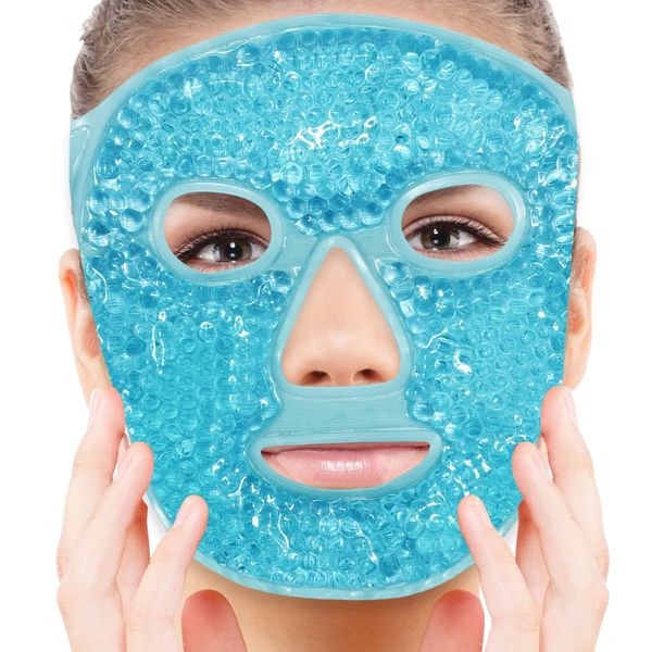 Ice Pack Face Eye Mask for Dark Circles and Puffiness,Gel Cold Cooling Face Mask for Migraines, Headache, Stress and Relaxation (Blue)