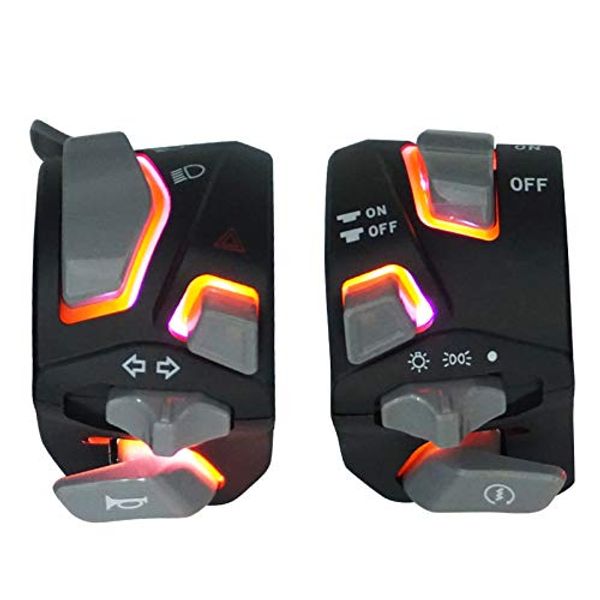 LED Motorcycle Steering Wheel Switch Combination Horn Switch Steering Switch Headlight Switch Start Switch 12V 22mm Handlebar for Motorcycle
