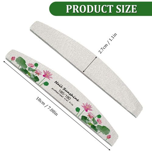 12PCS Nail File Set,Half Moon Nail Buffer Files,Double-Sided Emery Boards for Nails 100 180 240 Grit Professional Manicure Tool for Natural Nails or Extensions