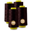 Serger Thread, All-Purpose Thread for Sewing, Polyester, 4 Cones of 3000 Yards Each Spool for Sewing Machine (Coffee)