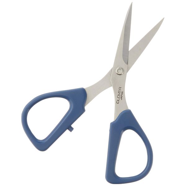 Clover Patchwork Scissors: Mini, Steel, Silver/Blue, 1,4.5in