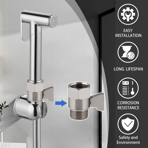 Hsmhose Shower Shut Off Valve, Shower Flow Control Valve,Soild Brass Flow Pressure Regulator for Handheld Shower Head G1/2 Brushed Nickel