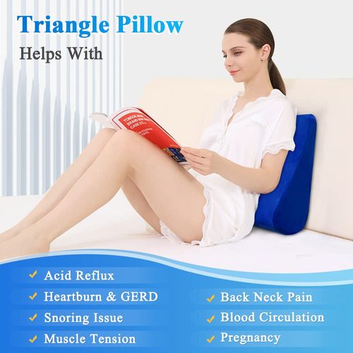 Wedge Pillow for After Surgery Foam Wedge Acid Reflux Pillow Bed Wedge for Sleeping Side Incline Triangle Positioning Wedge Body Back Support Leg Elevation Snoring Pillow Cushion 24.4×14.6×5.9"