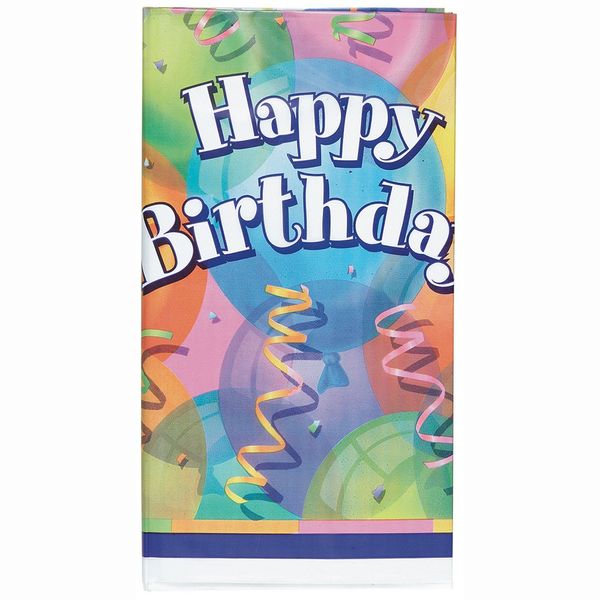 Unique Party 11343 - Plastic Brilliant Birthday Tablecloth, 7ft x 4.5ft