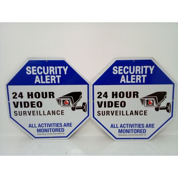 Sheenwang 2-Pack Security Camera Sign, Video Surveillance Signs Outdoor