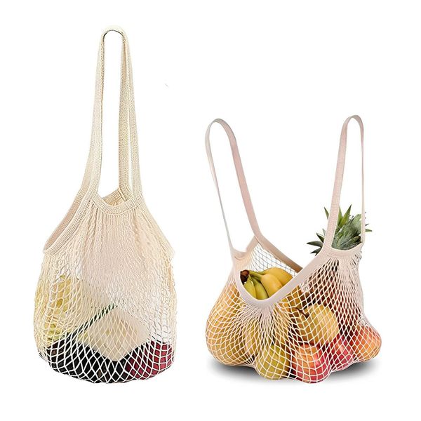 2Pcs String Bag, Net Bag Fruit Bags, Reusable Net String Shopping Bags Mesh Produce Bags Organic Grocery Shopping Bags Tote Handbag for Vegetables Fruits Commodities Outgoing Travel