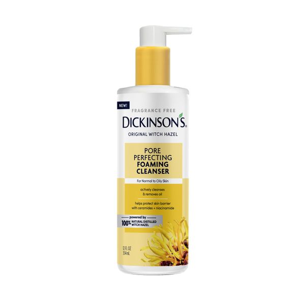 Dickinson's Original Witch Hazel Pore Perfecting Facial Cleanser, 12 Fl Oz, For Normal to Oily Skin, Removes Excess Oil, Refines and Clears Pores, Alcohol-Free Face Wash