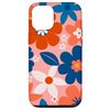 iPhone 14 1970's Floral Pattern Blue Orange White Case