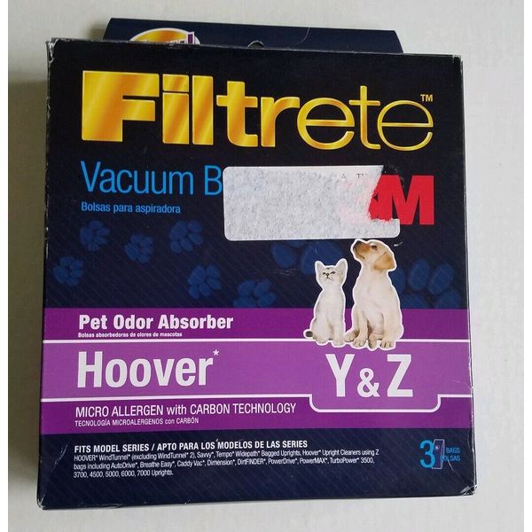 Hoover Vacuum Bags Fits Y X Box of 3 Pet Odor Eliminator