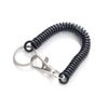 TATUM Coil Strap Elastic Spring Cord Spiral Cable Drop Proof Key Ring Carabiner Black