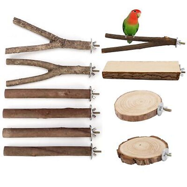 10 Pack Bird Stand Branches Natural Wood Perch Parrot Fork Wooden Pet Bird St...