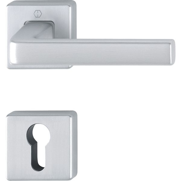 Dublin Handle Set on Rosette Square PZ, Chrome-Plated Aluminium Matt
