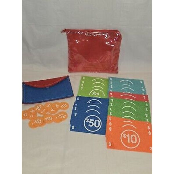 Felt Play Money Set Bills & Coins Counting Skills Development With Wallet & Bag