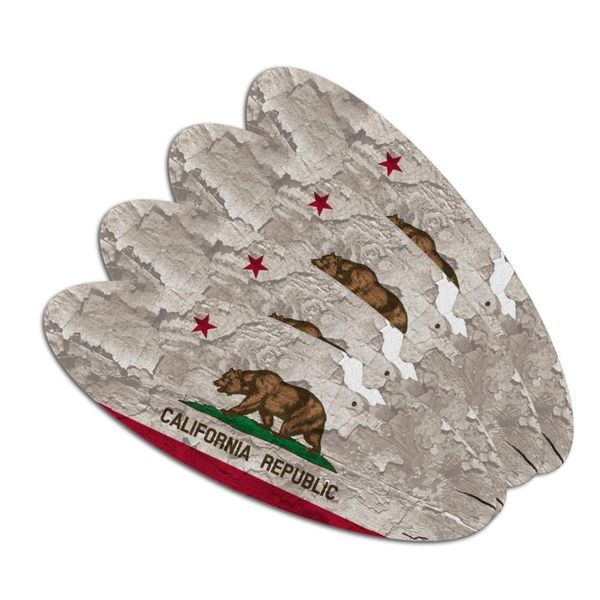 Rustic Distressed California State Flag Double-Sided Oval Nail File Emery Board Set 4 Pack