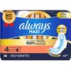 Maxi Overnight Pads Size 4 with Wings Unscented 28 Count X 3 (84 Total)