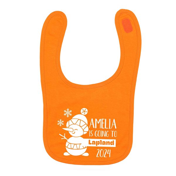 Flox Creative Orange Bib Any Name is Going to Lapland Personalised