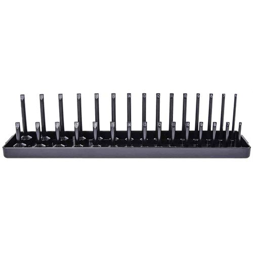 JEGS 85070 Socket Organizer 3/8 in. Drive Metric Sizing 6 mm - 20 mm Fitment Hol