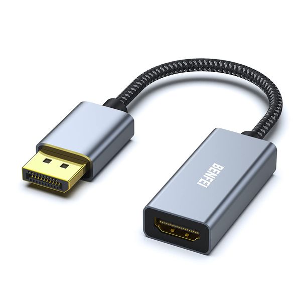 BENFEI DisplayPort auf HDMI Adapter 4K, UHD DP zu HDMI Konverter, Kompatibel mit HP, ThinkPad, AMD, Nvidia Desktop Usw.[Nylon geflochten&Aluminum Alloy]