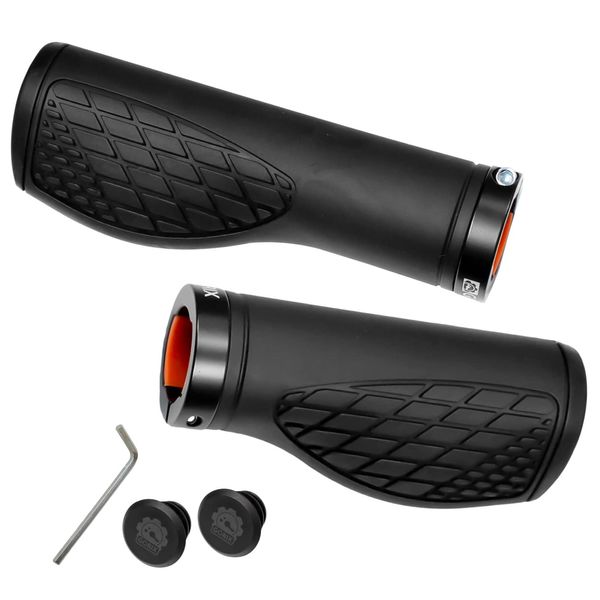 GORIX Gorix Bicycle Grip (GX-AGOO) Bicycle, Short Grip, Cross Bicycle, MTB, Mini Velo, etc. (5.0 x 3.7 inches (128 + 95 mm)