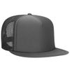 Ashen Fane Polyester Flat Bill Foam Front 5 Panel High Crown Mesh Back Trucker Snapback Hat, Char. Gray