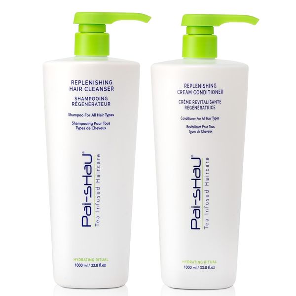 Pai-Shau Replenishing Cleanser and Conditioner Set - Hydrating Shampoo and Conditioner for All Hair Types - 2x1000ml