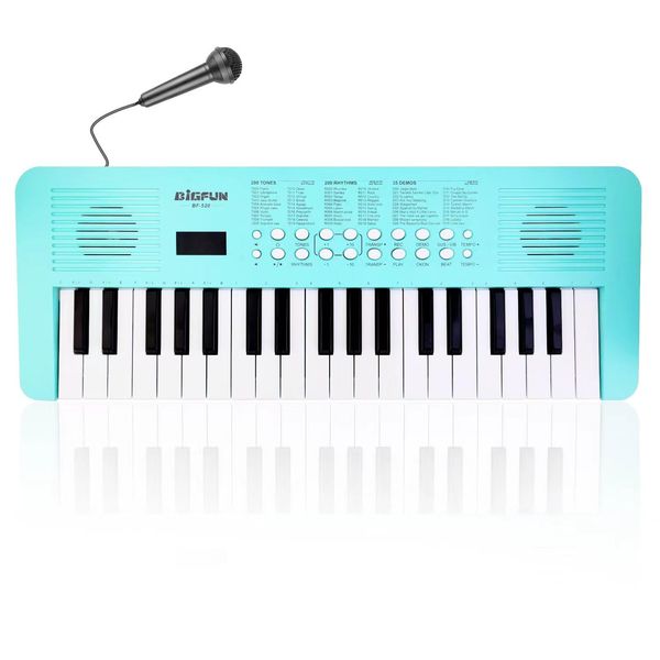 Kids Keyboard Piano Musical Toys, 37 Key Portable Electronic Piano for Kids with Microphone, Beginners Piano Keyboard Birthday Gift for 3 4 5 6 7 8 Year Old Girls Boys (blue)